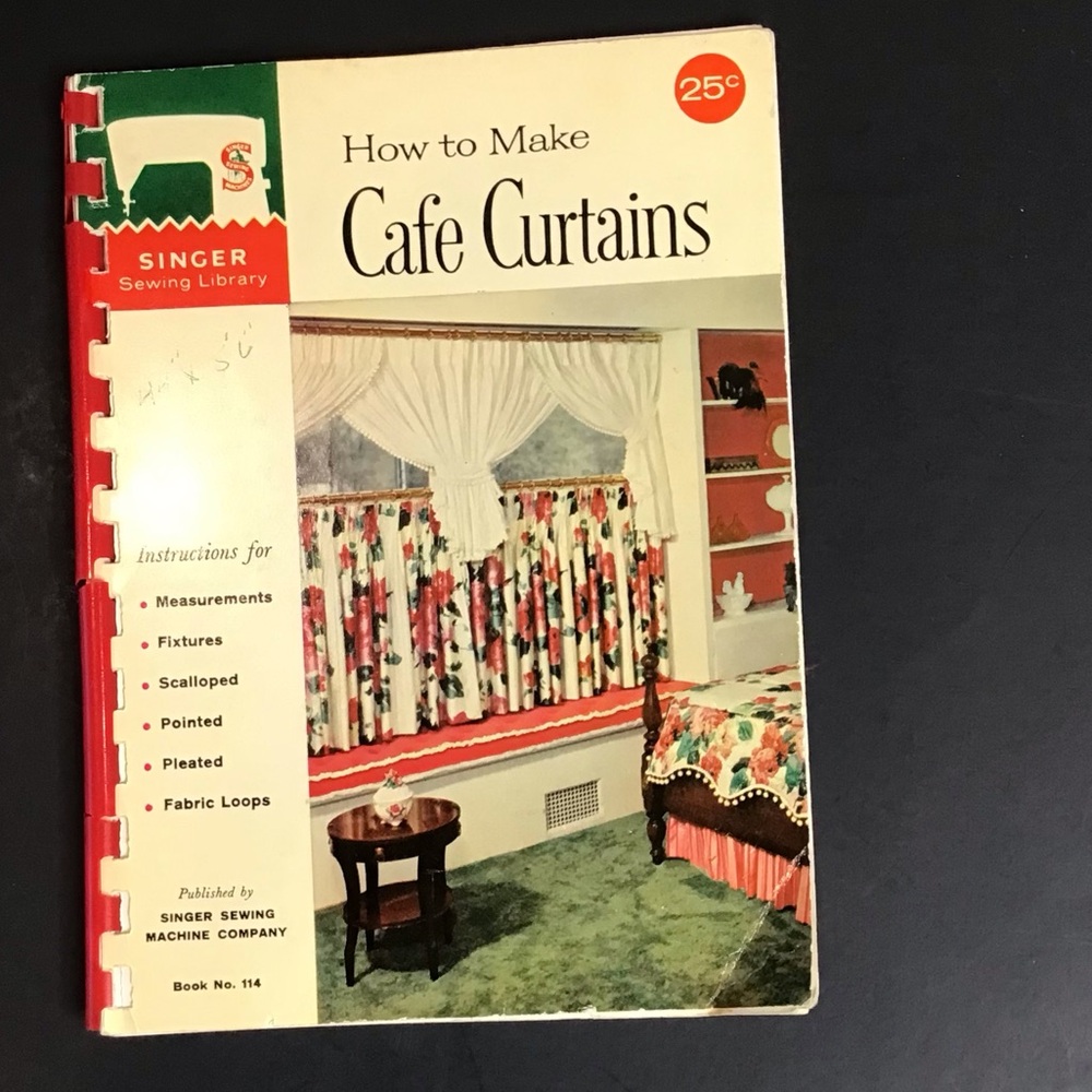 1961 Vintage Singer Sewing Library Cafe Curtains Guide